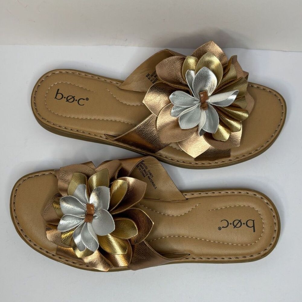 b.o.c Kasia Tan Multicolor Metallic Slide Sandal Cushioned Footbed Womens - Picture 7 of 8